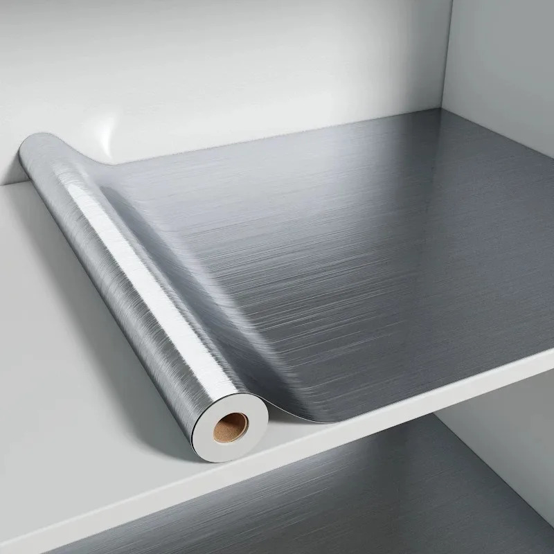 Interior Design Kitchen - PVC Stainless Brushed Silver Removable Wallpaper
