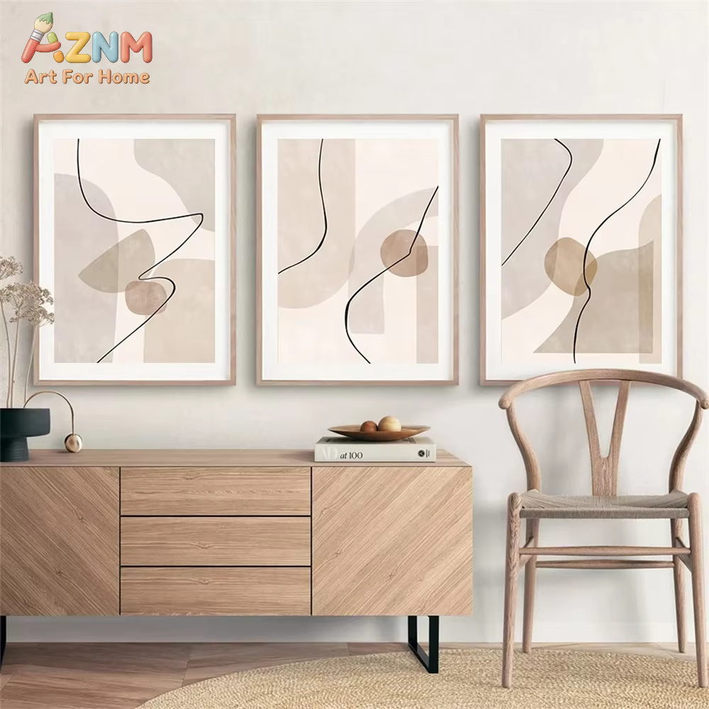 Abstract Beige Geometry Line W - Interior Design Home Decor recension och pris