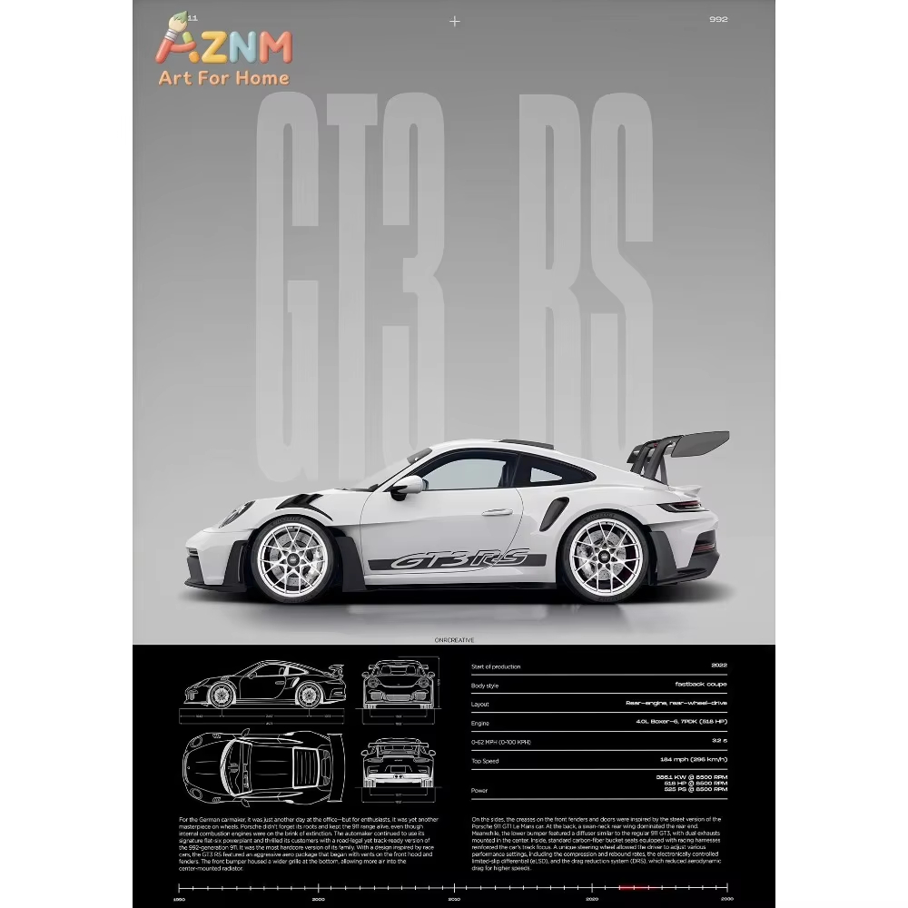 1pc Minimalist 911 GT3-RS 718  - Interior Design Home Decor recension och pris