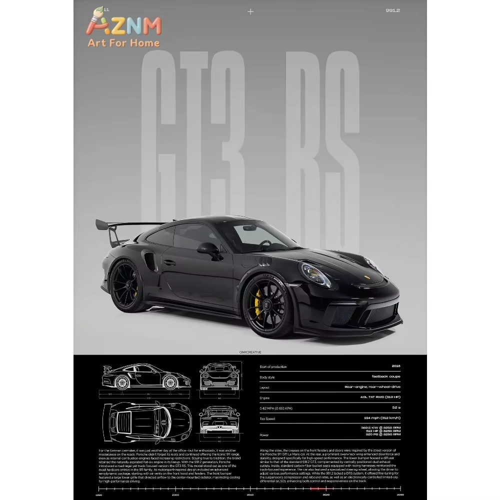 1pc Minimalist 911 GT3-RS 718  - Interior Design Home Decor recension och pris